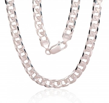 Silver chain Curb 6 mm, diamond cut #2400146, Silver 925°, length: 55 cm, 40.7 gr.