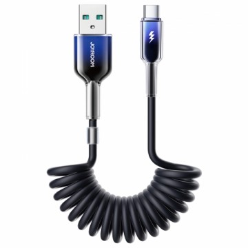 Joyroom S-A43 Crystal-Clear Series 3A USB-A - USB-C spiral cable 1.5m - black