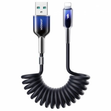 Joyroom S-A43 Crystal-Clear Series 3A USB-A - Lightning spiral cable 1.5m - black