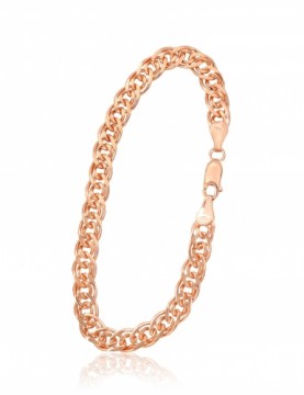 Silver chain Mona Liza 6 mm, diamond cut #2400106(PAu-R)-bracelet, Silver 925°, red gold (Plating), length: 18 cm, 8.5 gr.