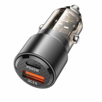 Borofone Car charger BZ20A Smart - USB + Type C - QC 3.0 PD 83W transparent-black