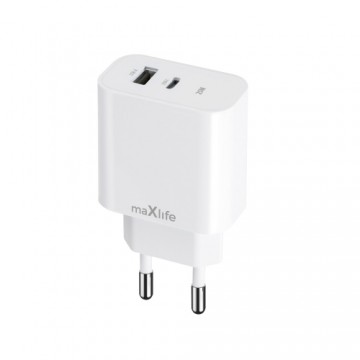 Maxlife MXTC-06-25AC PD QC charger 1x USB-C 1x USB 25W white