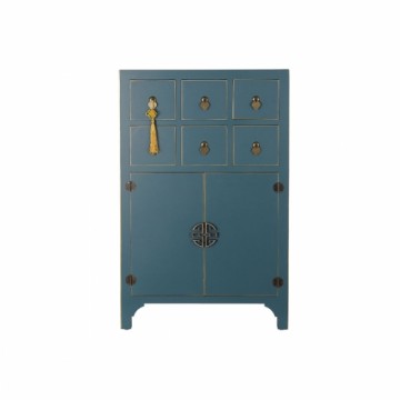 Тумба с ящиками DKD Home Decor Синий Позолоченный Ель Деревянный MDF Восточный 63 x 27 x 101 cm 63 x 27 x 100 cm