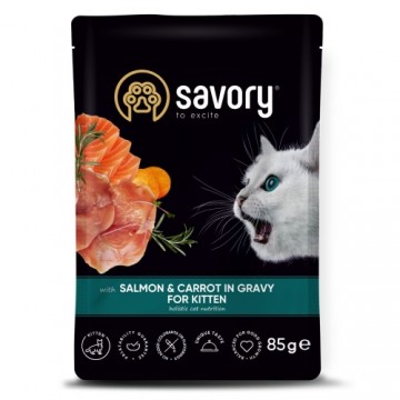 Savory Pouch kaķēniem ar Lasi un burkāniem mērcē 85 g