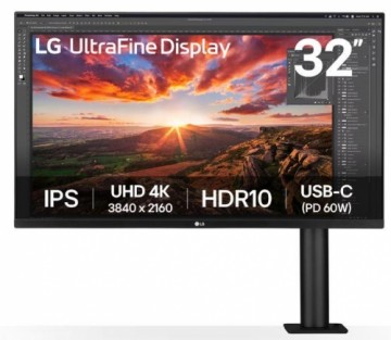 LCD Monitor|LG|31.5"|Panel IPS|3840x2160|16:9|60Hz|5 ms|Speakers|Swivel|Pivot|Height adjustable|Tilt|Colour Black|32UN880K-B