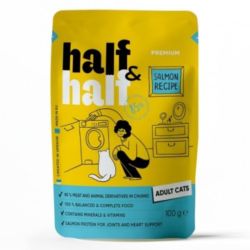 Half&half Ukraine Half&Half konservi ar Lasi želejā pieaugušiem kaķiem 100 g