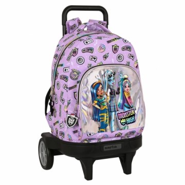 Skolas mugursoma ar riteņiem Monster High Best boos Ceriņš 33 X 45 X 22 cm