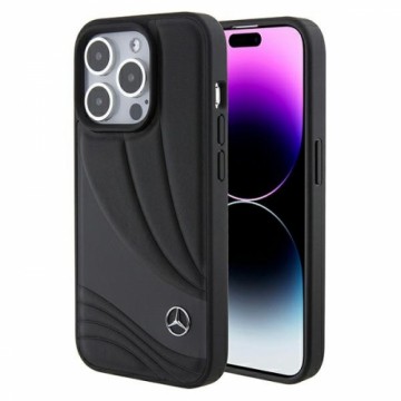 Mercedes MEHCP15L8ROLK iPhone 15 Pro  6.1" czarny|black hardcase Leather Wave Patern