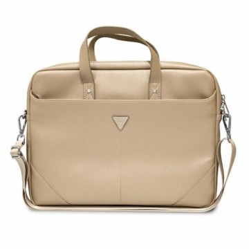 Guess Torba GUCB15PSATLE 16" beżowy| beige Saffiano Triangle Logo