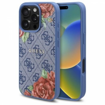 Guess GUHMP16LP4ROPEMCB iPhone 16 Pro     6.3" niebieski|blue hardcase 4G Flowers Print MagSafe