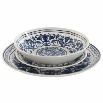 Māla trauki Home ESPRIT Zils Balts Porcelāns Arābija 27 x 27 x 2 cm 18 Daudzums