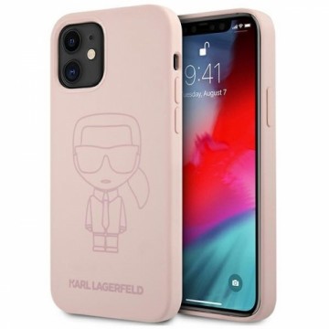 Karl Lagerfeld KLHCP12SSILTTPI iPhone 12  mini 5,4" Silicone Ikonik Outline różowy|pink