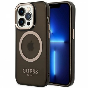 Guess GUHMP14LHTCMK iPhone 14 Pro 6,1"  czarny|black hard case Gold Outline Translucent MagSafe