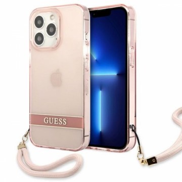 Guess GUHCP13LHTSGSP iPhone 13 Pro | 13  6,1" różowy|pink hardcase Translucent Stap