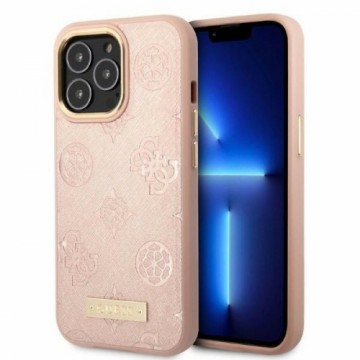 Guess GUHMP13LSAPSTP iPhone 13 Pro | 13 6,1" różowy|pink hardcase Peony Logo Plate MagSafe