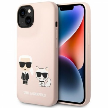 Karl Lagerfeld MagSafe Compatible Case Liquid Silicone Karl and Choupette for iPhone 14 Pink