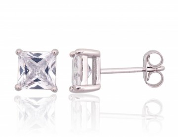 Silver stud earrings #2203742(PRh-Gr)_CZ, Silver 925°, Rhodium (Plating), Zirkons, 2 gr.