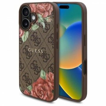 Guess GUHMP16SP4ROPEMCW iPhone 16 6.1"    brązowy|brown hardcase 4G Flowers Print MagSafe