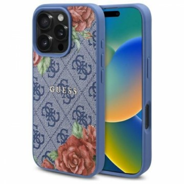 Guess GUHMP16SP4ROPEMCB iPhone 16 6.1"    niebieski|blue hardcase 4G Flowers Print MagSafe