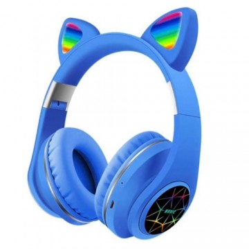 iWear M2 Troksni Atceļoša Bērnu Kaķu Bluetooth Bezvadu Austiņas FM Radio / MP3 Mico SD un Telefona Zvans Zils