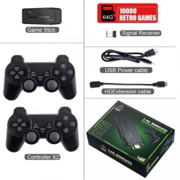 CP Data Frog Y3 Lite 64GB 4K TV Hdmi Stick Game console 2x Wi-Fi Controllers & 6x Platform 8-64bit 10000 Games