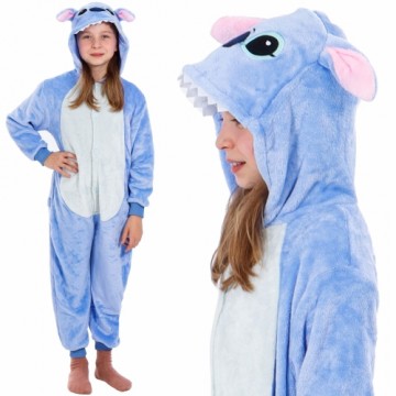 Bērnu kigurumi pidžama Stitch, viengabala kombinezons Springos HA5065, izmērs 120-130 cm