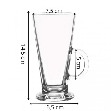 Glāzes lattei, deserti ar rokturi Springos HA7496 280 ml komplektā 6 gab.