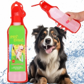 Water bottle for dogs and cats with a drinker, travel Springos PA0296 500 ml red bottle