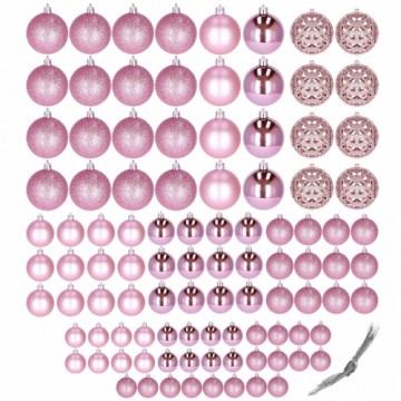 Christmas baubles Springos CA0133 100 pcs. holiday decoration set 6/4/3 cm pink