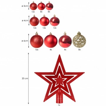 Christmas baubles Springos CA0122 100 pcs. holiday decoration set 6/4/3 cm red