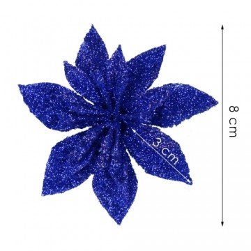 Bethlehem star, artificial poinsettia flower Springos CA1239 navy blue with glitter