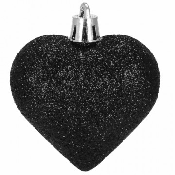 Christmas baubles Springos CA1155 8 pcs 7 cm heart-shaped, black