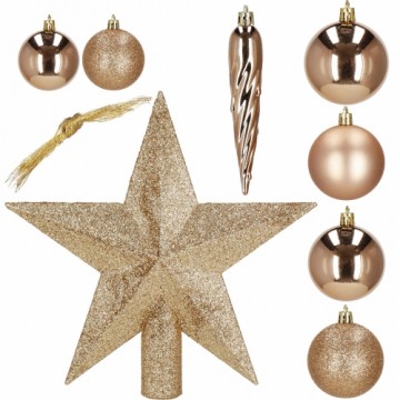 Christmas baubles Springos CA1144 33 pcs decoration set with star, rose gold