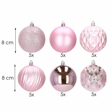 Christmas baubles Springos CA0875 30 pcs pink 8 cm set