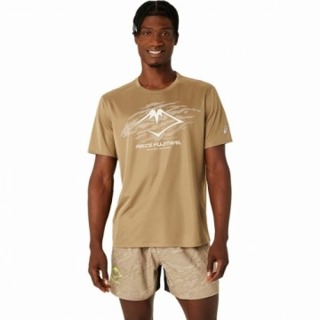 Men’s Short Sleeve T-Shirt Asics Fujitrail Logo Ss Top Brown Beige