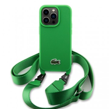 Lacoste Iconic Petit Pique Crossbody Woven Logo Case for iPhone 15 Pro green