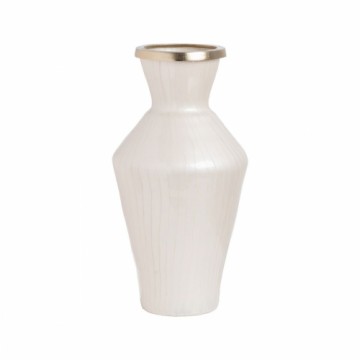 Vase White Golden Aluminium Crystal 25 x 25 x 48 cm