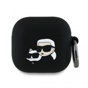 Karl Lagerfeld KLA4RUNKCHK AirPods 4      cover czarny|black Silicone Karl&Chaupette Head 3D