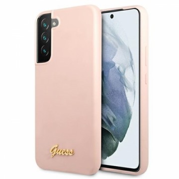 Guess GUHCS22SLSLMGPP S22 S901  różowy|pink hardcase Silicone Script Metal Logo