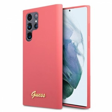 Guess GUHCS22LLSLMGFU S22 Ultra S908 fuksja|fuchsia hardcase Silicone Script Metal Logo