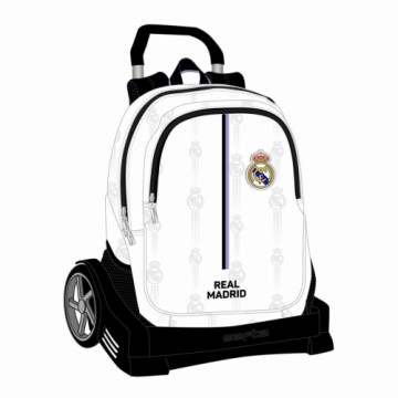 School Rucksack with Wheels Real Madrid C.F. Black White (32 x 44 x 16 cm)