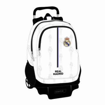 Школьный рюкзак с колесиками Real Madrid C.F. Чёрный Белый (32 x 44 x 16 cm)