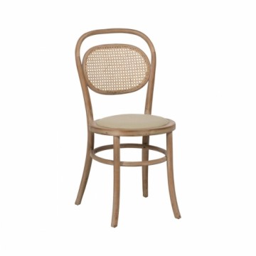 Dining Chair Beige Natural Rubber wood Cotton Polyester 41 x 41 x 89 cm