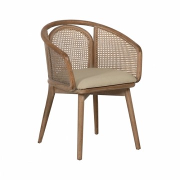 Dining Chair Beige Natural Rubber wood Cotton Polyester 59 x 47 x 81 cm