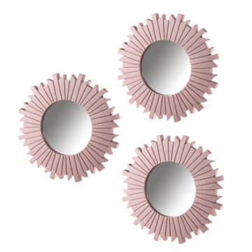 Wall mirror Pink 25 x 1,5 x 25 cm (3 Units)