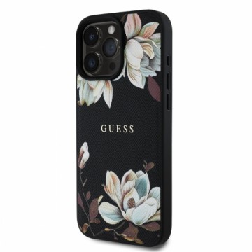 Guess PU Grained Magnolia MagSafe Case for iPhone 16 Pro Max Black