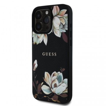 Guess PU Grained Magnolia MagSafe Case for iPhone 16 Pro Black