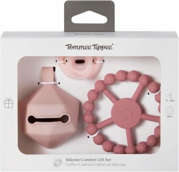 TOMMEE TIPPEE silikona knupītis ar knupīša turētāju un graužammantu, pink, 433609