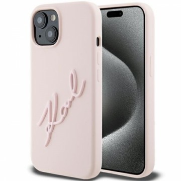 Karl Lagerfeld KLHCP15SSKSBMCP iPhone 15  | 14 | 13 6.1" różowy|pink hardcase Silicone Karl Script