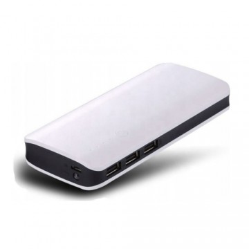 PowerMax 20000mAh Mega Power Bank Lādētājs 3x USB 2.1A / MicroUSB ieejas + LED lukturis Baltā krāsā